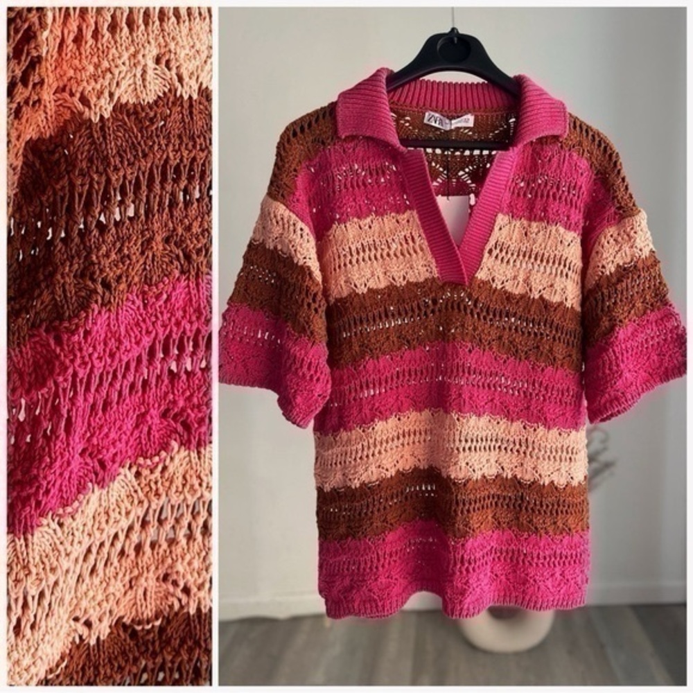 ZARA Oversized Striped knit polo sweater  6427/013
